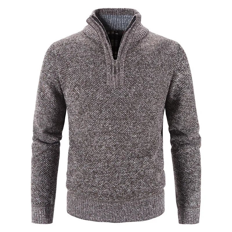 Men's Pullover Half-Zip Solid Color Knit Sweater
